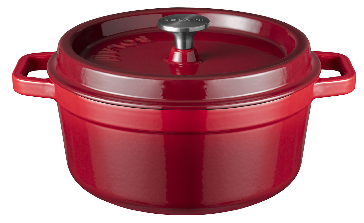 Braadpan 28 cm gietijzer rood Sola