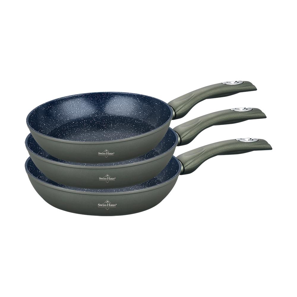 Koekenpannen set 3-delig keramische coating olijfgroen