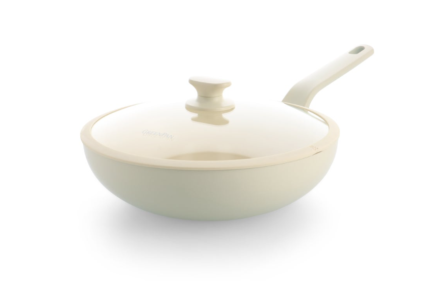 Wokpan 28 cm keramische coating Greenpan Essence Pro Creme