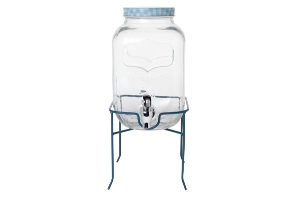 Sap dispenser op voet met kraantje 4,5 liter blauw