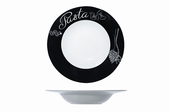 Pastabord zwart met print 27,5cm