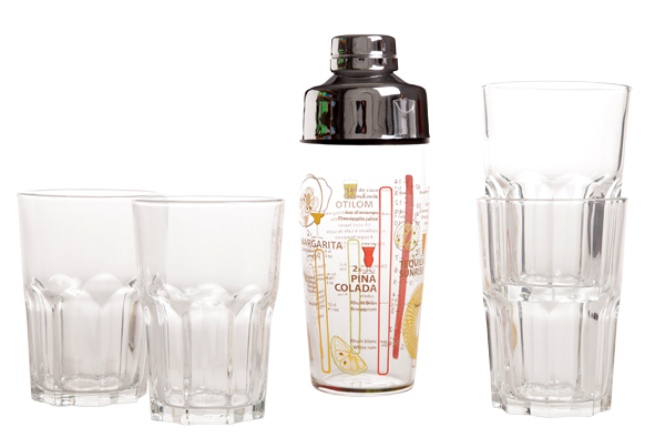 Samba shaker 58cl + 4 glazen 40cl
