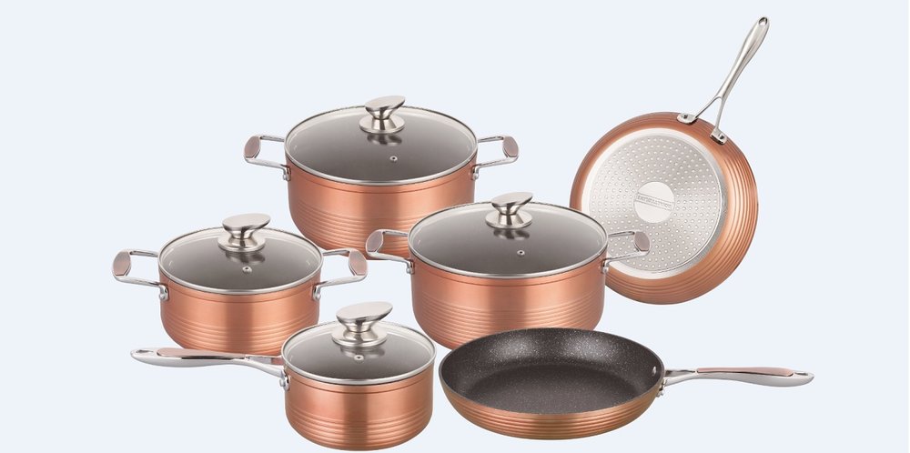Struikelen Senator zijn Pannenset marmeren coating 10-delig koper | Stijlvolle pannen - Kookwinkel Kitchen&More Struikelen Senator zijn Pannenset marmeren coating 10-delig koper | Stijlvolle pannen - Kookwinkel Kitchen&More