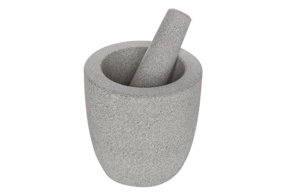 Granieten Vijzel En Stamper Set – 16 X 16 X 8 Cm, 400 Ml | Voor Specerijen, Pesto, Salsa | Zwart, Antislip