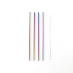 Cocktailrietjes RVS Regenboog set van 4