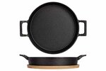 Gietijzer gratinschaal op plankje 20cm