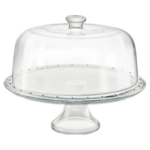 Taartschotel 31 cm op voet met deksel glas 