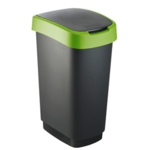 Afvalbak 50L zwart/groen Twist