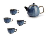 Theeset pot 80 cl met 4 kopjes Nova Blue 