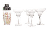 Cocktail set met shaker en 4 glazen Margarita