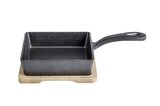 Gratinschotel gietijzer vierkant 13 cm op plankje