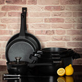 Pannenset marmeren coating 14-delig zwart Creuset Royalty Line