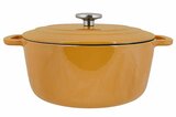 Braadpan gietijzer 28 cm okergeel Fontestic