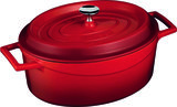 Braadpan gietijzer ovaal 27 cm 4 liter Lava Cooking rood