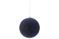 Kerstbal velvet blauw 12cm kunststof