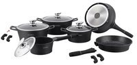 Pannenset marmeren coating 14-delig zwart mat