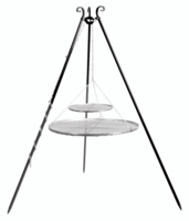 Driepoot bbq 180 cm met 2 RVS grillroosters 80+40cm