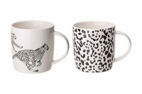 Bekers met oor 36cl Animal Leopard set van 2