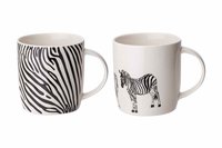 Beker met oor 36cl Animal Zebra set van 2 