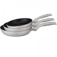 Koekenpannen set 3-delig marmeren coating zilver