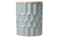 Voorraadpot met houten deksel keramiek 20,2 cm grijs