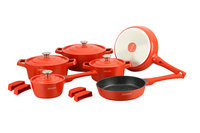 Pannenset marmeren coating 14-delig rood Creuset Royalty Line
