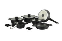 Pannenset 10 delig marmeren coating zwart ovengeschikt
