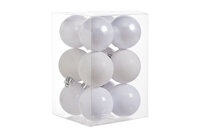 Kerstballen 12 Stuks Kunststof Wit