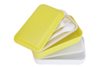 Lunchbox 2 x 600 ml groen met bestek