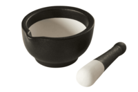 Vijzel en stamper porselein zwart 12xH6cm