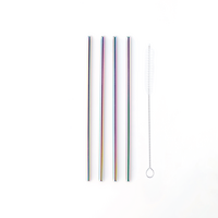 Cocktailrietjes RVS Regenboog set van 4
