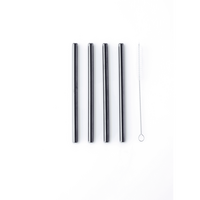 Cocktailrietjes 14cm RVS Zwart set van 4