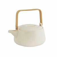 Theepot Bamboe/Porselein 1L Mat Wit