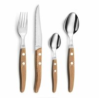 Bestekset Lou Laguiole Canopee Zilver Met Houten Handvat 24-delig   