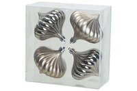 Kerstballen tol 4 stuks zilver 10 cm kunststof