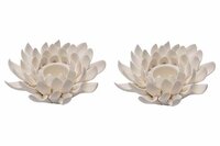 Kandelaar Crème 10 x 10 x 4,5 cm Flower