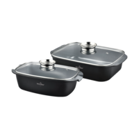 Braadslede marmeren coating 32 cm met glazen deksel