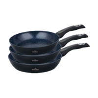 Koekenpannen set 3-delig marmeren coating zwart