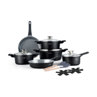 Pannenset marmeren coating 14-delig zwart