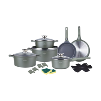 Pannenset keramische coating 19 delig Olive Green 