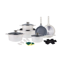 Pannenset keramische coating 19 delig Creme