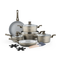Pannenset keramische coating 14-delig champagne