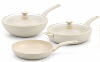 Pannenset 5 delig keramische coating Greenpan Essence Pro Creme