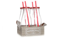 Flessen set Country Style met rietje