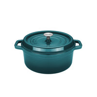 Braadpan 24 cm gietijzer blauw groen Sola
