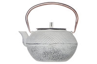 Theepot Okinawa wit gietijzer 1,2 liter koper handvat