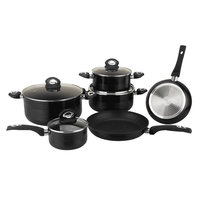 Pannenset marmeren coating 10-delig zwart