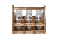 Houten houder met 6 flesjes