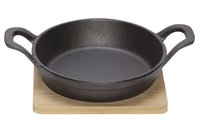 Gietijzer gratinschaal op plankje 16cm
