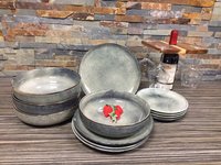 Serviesset 12-delig Meridian grijs groen blauw